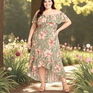 Kate And Lily | Tropical Floral High-Low Dress - NWT